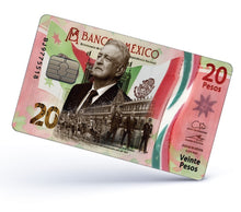 Load image into Gallery viewer, AMLO - Credit Card Skin Cover Vinyl Stickers (4 Pack) - Mexican PRESIDENT 20 Pesos Red
