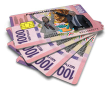 Load image into Gallery viewer, Claudia Sheinbaum Credit Card Skin Cover Vinyl Stickers (4 Pack) - Mexican PRESIDENT 1000 Pesos #2