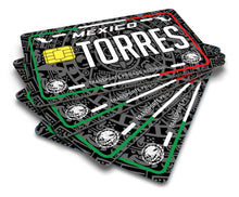 Load image into Gallery viewer, Torres Credit Card Skin Cover Vinyl Stickers (4 Pack) -Mexican Decal Mexico Car Plate adhesive Torres