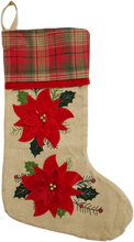 Load image into Gallery viewer, Personalized Christmas stocking embroidered, Christmas stocking, personalised stocking, name stocking, christmas gift Poinsettia Beige