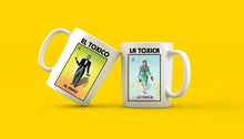 Load image into Gallery viewer, El Toxico La Toxica Mugs Loteria Mexican Bingo Couples Gift Celebration Lottery