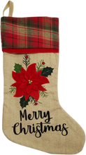 Load image into Gallery viewer, Personalized Christmas stocking embroidered, Christmas stocking, personalised stocking, name stocking, christmas gift Poinsettia Beige