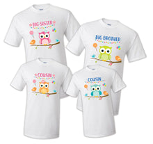 Load image into Gallery viewer, Owl Bird Birthday Matching T-shirts Party Family Kid Tshirt Mom, dad, sister