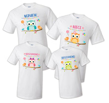 Load image into Gallery viewer, Owl Bird Birthday Matching T-shirts Party Family Kid Tshirt Mom, dad, sister