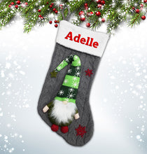 Load image into Gallery viewer, Personalized Christmas stocking embroidered, Knitted Rudolph, christmas gift