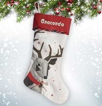 Load image into Gallery viewer, Personalized Christmas stocking embroidered, name stocking, christmas gift WITH REINDEER