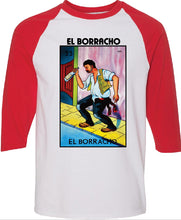 Load image into Gallery viewer, El Toxico (Borracho) TSHIRT / RAGLAN Loteria Mexican Bingo T Shirt Toxic Sleeve, Gift Celebration Borracho