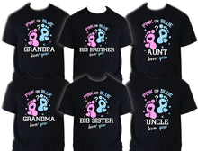 Load image into Gallery viewer, Pink or Blue Gender Baby Shower Family T-Shirts- Mom Dad Loves You