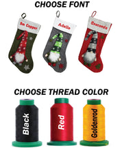 Load image into Gallery viewer, Personalized Christmas stocking embroidered, Knitted Rudolph, christmas gift