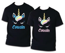 Load image into Gallery viewer, Unicorn Birthday Matching T-shirts Party Family Kid shirt Mom dad, sister Black