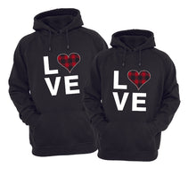 Load image into Gallery viewer, LOVE Couple TSHIRT / HOODIE valentines shirt mom daughter Matching buffalo plaid heart mom