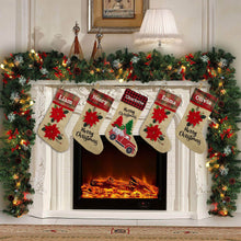 Load image into Gallery viewer, Personalized Christmas stocking embroidered, Christmas stocking, personalised stocking, name stocking, christmas gift Poinsettia Beige
