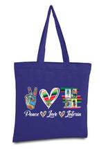 Load image into Gallery viewer, Peace Love Loteria Tote Bag Mexican Card Bingo Illustration Reusable Tote Bag