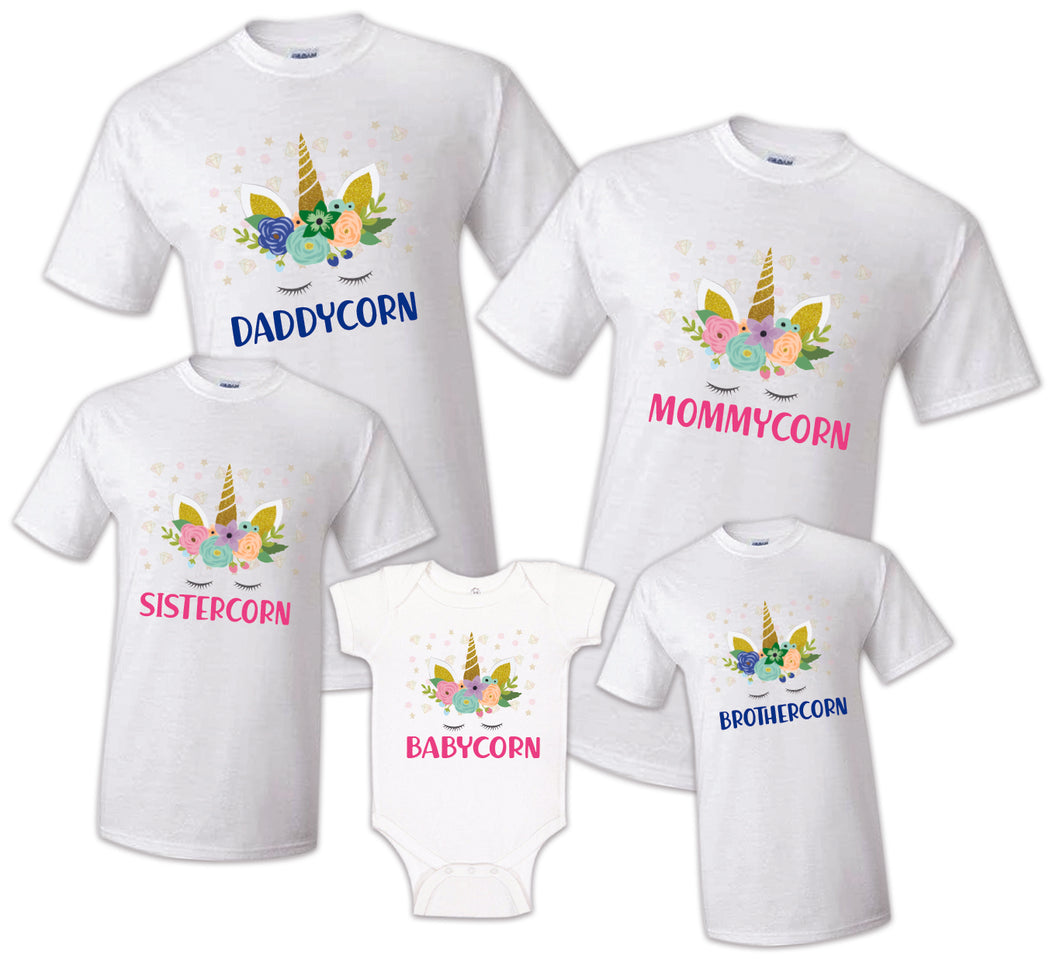 Unicorn T shirt Birthday Matching Party Reunion Celebration Family Kid Baby Glitter