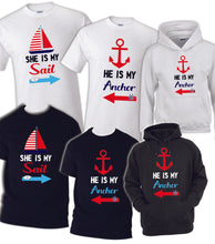 Load image into Gallery viewer, Couples Matching Shirt My Sail Anchor Boat Yatch TSHIRT / HOODIE Wife Husband Matching