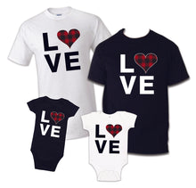 Load image into Gallery viewer, LOVE Couple TSHIRT / HOODIE valentines shirt mom daughter Matching buffalo plaid heart mom