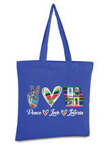 Load image into Gallery viewer, Peace Love Loteria Tote Bag Mexican Card Bingo Illustration Reusable Tote Bag
