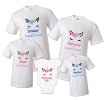 Load image into Gallery viewer, Unicorn Squad Birthday Matching T-shirts Party Family Kid shirt Mom, dad Reunion