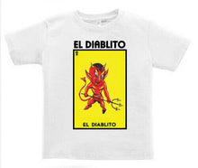 Load image into Gallery viewer, El Diablito TSHIRT / RAGLAN Loteria Mexican Bingo T Shirt Hooded Toxic Mexican Bingo Lottery Kid