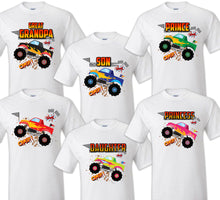 Load image into Gallery viewer, Monster TrucK Family T-shirt Birthday Matching Party Celebration Reunion Jam