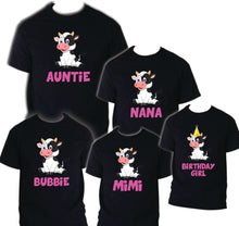 Load image into Gallery viewer, Cow Birthday T Shirt Family matching celebration reunion party tee mom kid Farm