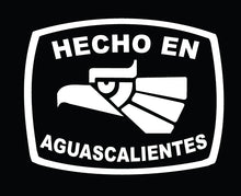 Load image into Gallery viewer, Hecho en Aguascalientes letters Decal Car Window Laptop Flag Vinyl Sticker Mexico AGS Mexican Sticker, Trucking, Trokiando Trucks decal Mex