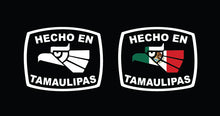 Load image into Gallery viewer, Hecho en Tamaulipas letters Decal Car Window Laptop Flag Vinyl Sticker Mexico TAMPS Mexican Sticker, Trucking, Trokiando Trucks decal Mex
