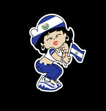 Load image into Gallery viewer, Salvadorian Lady Decal El Salvador flag Decal Salvadoreña Girl Vinyl Sticker