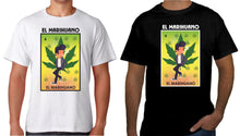 Load image into Gallery viewer, El Marihuano Loteria Mexican Bingo T Shirt Short Sleeve, Gift Celebration Black Hippie Tee Lottery Mariguano Funny Tee Mota