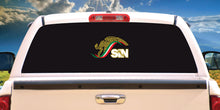 Load image into Gallery viewer, Mexican Eagle Decal escudo car window vinyl sticker Gobierno Mex. Sinaloa SIN Estado Mexican Flag Trokiando Trokitas trucking decals