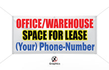 Load image into Gallery viewer, Office Wareehouse for lease Vinyl Banner advertising Sign Full color any size Indoor Outdoor Advertising Vinyl Sign With Metal Grommets