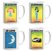 Load image into Gallery viewer, Loteria Mexican Bingo Mug Mexican Mug Gift Celebration Lottery Game Funny Mug MEX Mug Hispanic Mug Coffee drink mug