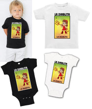 Load image into Gallery viewer, La Diablita Loteria T-Shirt Mexican Bingo Short Sleeve Shirt Little devil Kid