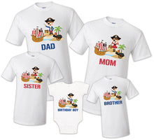 Load image into Gallery viewer, Pirate T shirt Captain Sailing tee Family Birthday Matching Party Celebration