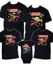Load image into Gallery viewer, Monster TrucK Family T-shirt Birthday Matching Party Celebration Reunion Jam