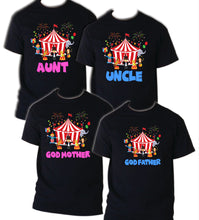 Load image into Gallery viewer, Circus Family Birthday Shirts, Birthday Boy Birthday Tee Shirt Carnival Bodysuit