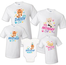 Load image into Gallery viewer, Cat birthday shirts Matching Family First birthday bee outfit/ Kitty tee Mommy
