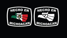 Load image into Gallery viewer, Hecho en Michoacan letters Decal Car Window Laptop Flag Vinyl Sticker Mexico MICH Mexican Sticker, Trucking, Trokiando Trucks decal MX Mex