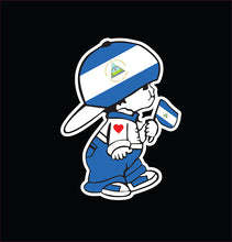 Load image into Gallery viewer, Nicaragua Boy with flag Decal Car Window Vinyl Sticker Nicaraguan Flag with boy Sticker Monito Nicaraguan decal