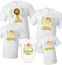 Load image into Gallery viewer, Lion Birthday T Shirt Family matching celebration reunion party tee kid Jungle