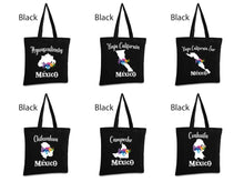 Load image into Gallery viewer, Mexico Tote bag Mexican bag Illustration Reusable Tote Bag cotton canvas (Navy/Black/Red)