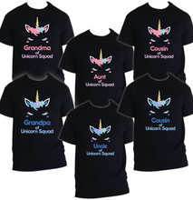 Load image into Gallery viewer, Unicorn Squad Birthday Matching T-shirts Party Family Kid shirt Mom, dad Reunion