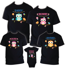 Load image into Gallery viewer, Owl Bird Birthday Matching T-shirts Party Family Kid Tshirt Mom, dad, sister