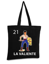 Load image into Gallery viewer, La Valiente Tote Bag Mexican Card Bingo Illustration Reusable Tote Bag Brave