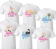 Load image into Gallery viewer, Cat birthday shirts Matching Family First birthday bee outfit/ Kitty tee Mommy
