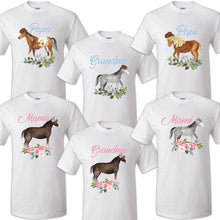 Load image into Gallery viewer, Horse Birthday T Shirt Family matching celebration reunion party tee kid Farm