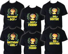 Load image into Gallery viewer, Lion Birthday T Shirt Family matching celebration reunion party tee kid Jungle