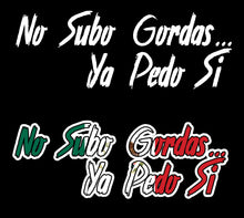 Load image into Gallery viewer, No Subo Gordas, Ya pedo si Decal Car Window Laptop Vinyl Sticker Trokitas decals