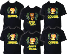 Load image into Gallery viewer, Lion Birthday T Shirt Family matching celebration reunion party tee kid Jungle