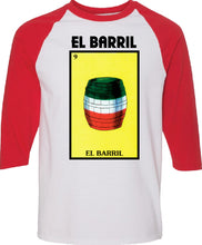 Load image into Gallery viewer, El Barril T shirt / Raglan Loteria Shirt Mexican Bingo Funny Polaca Lottery Game Barrel